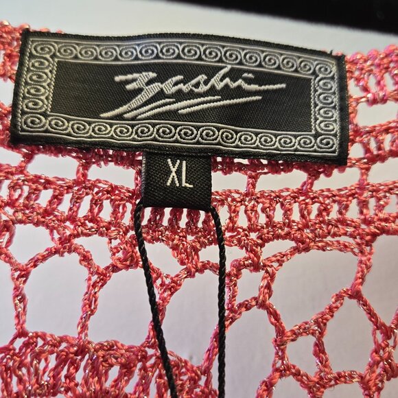 NWT Vintage Zashi Sea Coral Metallic Crochet Cardigan Y2K Cottage Fairy Gypsy Sw - Picture 4 of 10